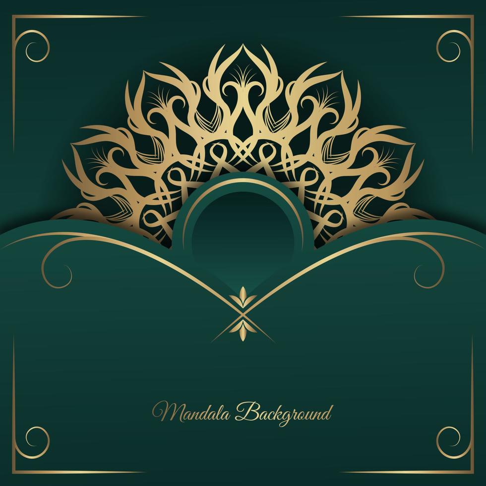 green luxury background, with gold mandala vector