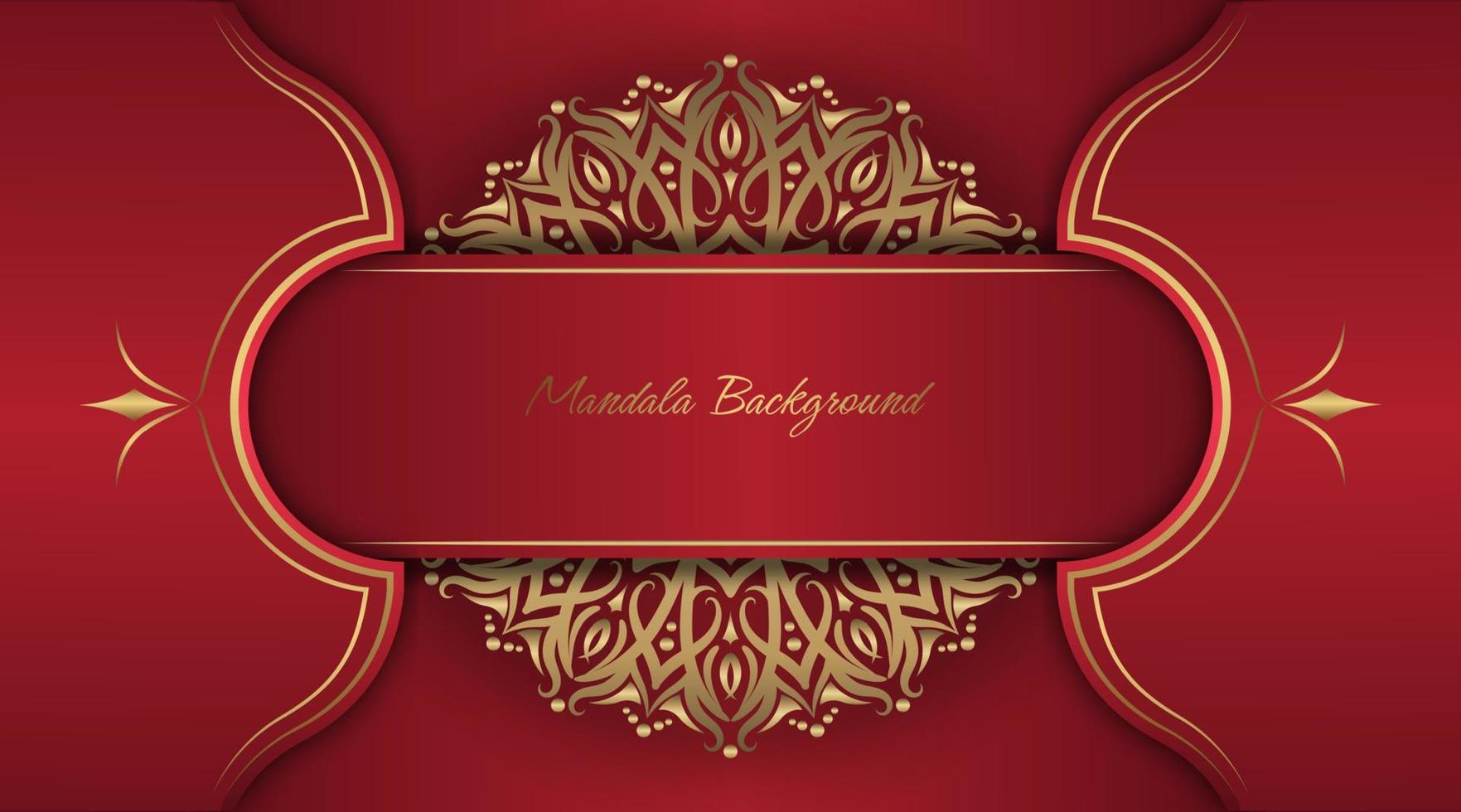 red luxury background, with gold mandala decoration vector