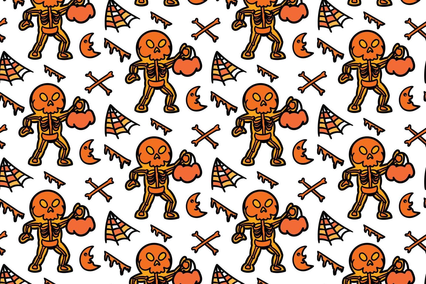 Cute skeleton costume seamless pattern, background, wallpaper, cartoon, fun,. vector