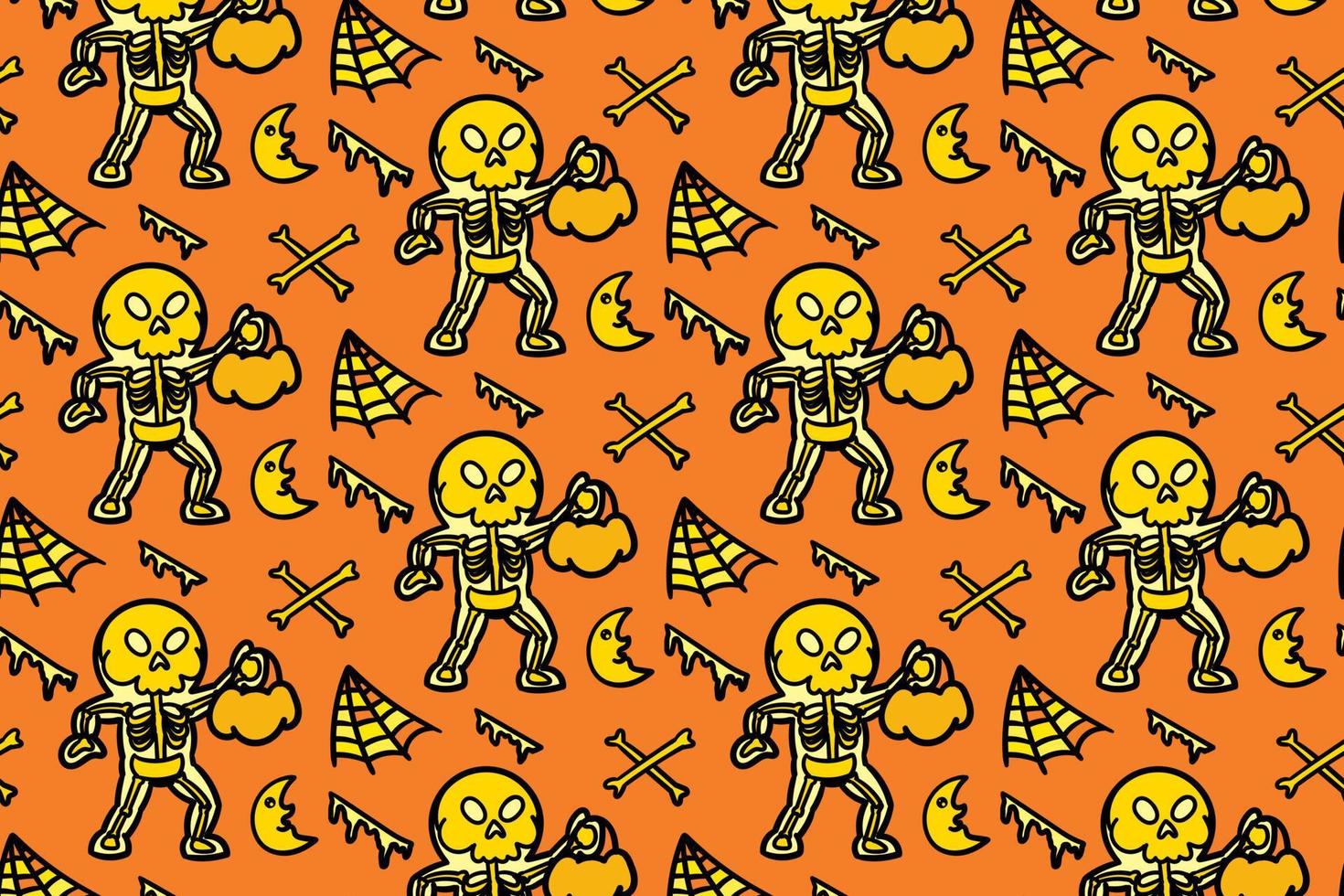 Cute skeleton costume seamless pattern, background, wallpaper, cartoon, fun,. vector