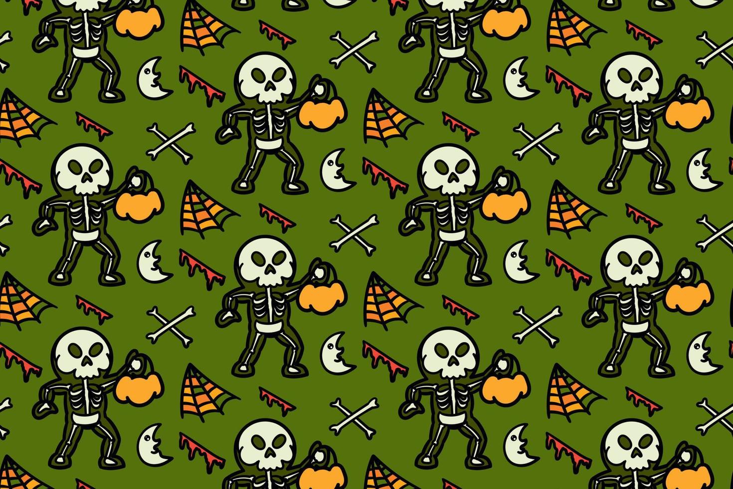 Cute skeleton costume seamless pattern, background, wallpaper, cartoon, fun,. vector