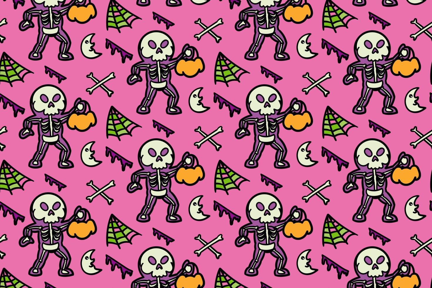 Cute skeleton costume seamless pattern, background, wallpaper, cartoon, fun,. vector