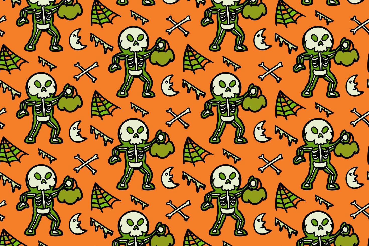 Cute skeleton costume seamless pattern, background, wallpaper, cartoon, fun,. vector