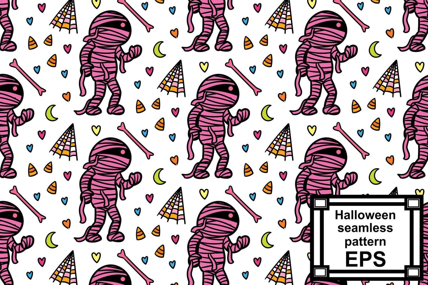 Mummy and ghost, cute monsters to celebrate Halloween wallpaper, wrapping, print, art, etc vector