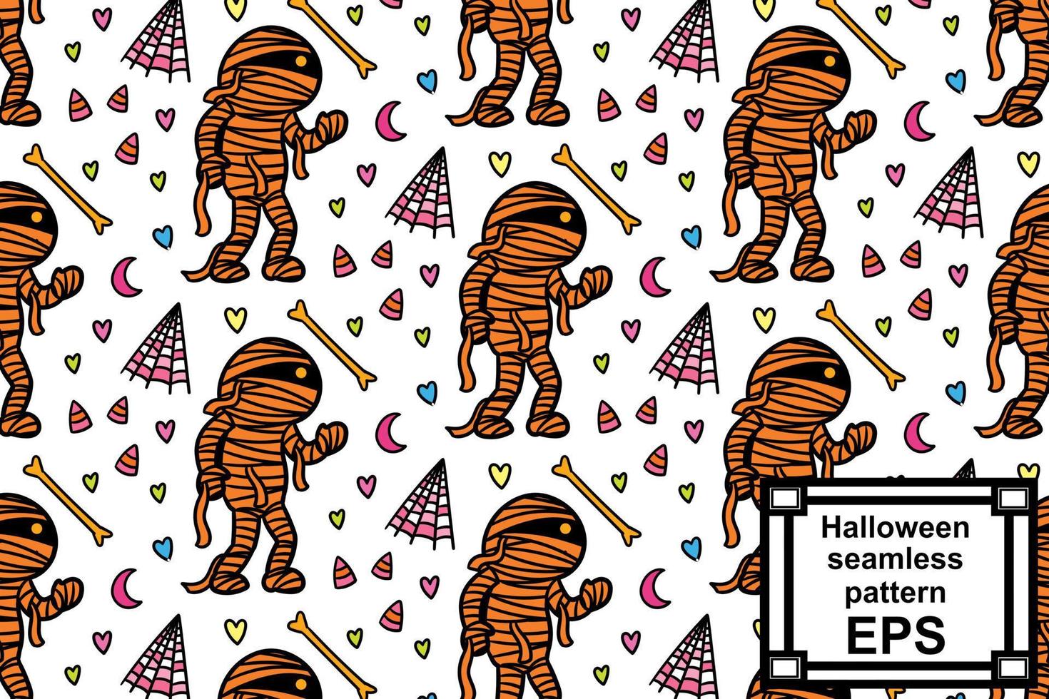 Mummy and ghost, cute monsters to celebrate Halloween wallpaper, wrapping, print, art, etc vector