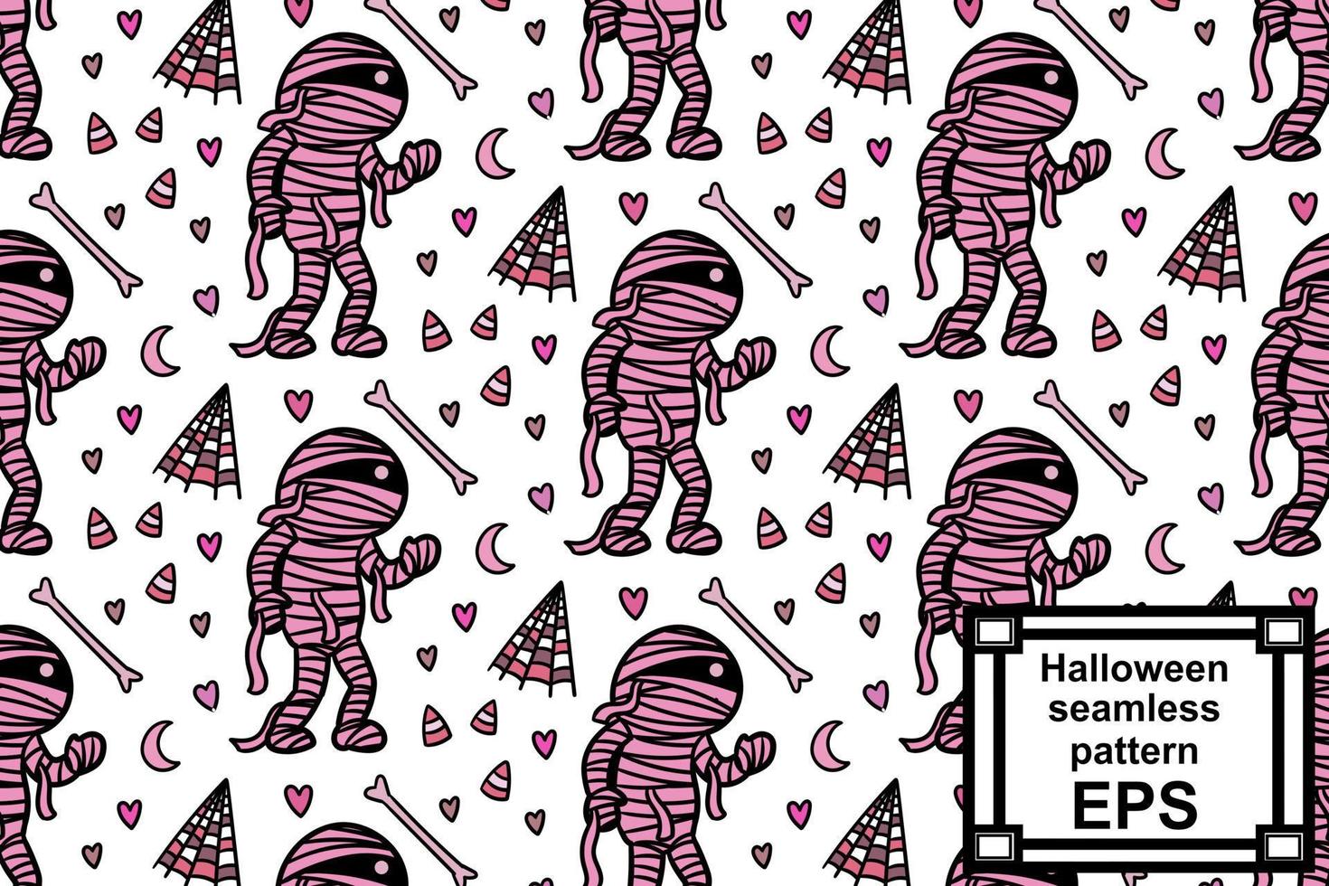 Mummy and ghost, cute monsters to celebrate Halloween wallpaper, wrapping, print, art, etc vector