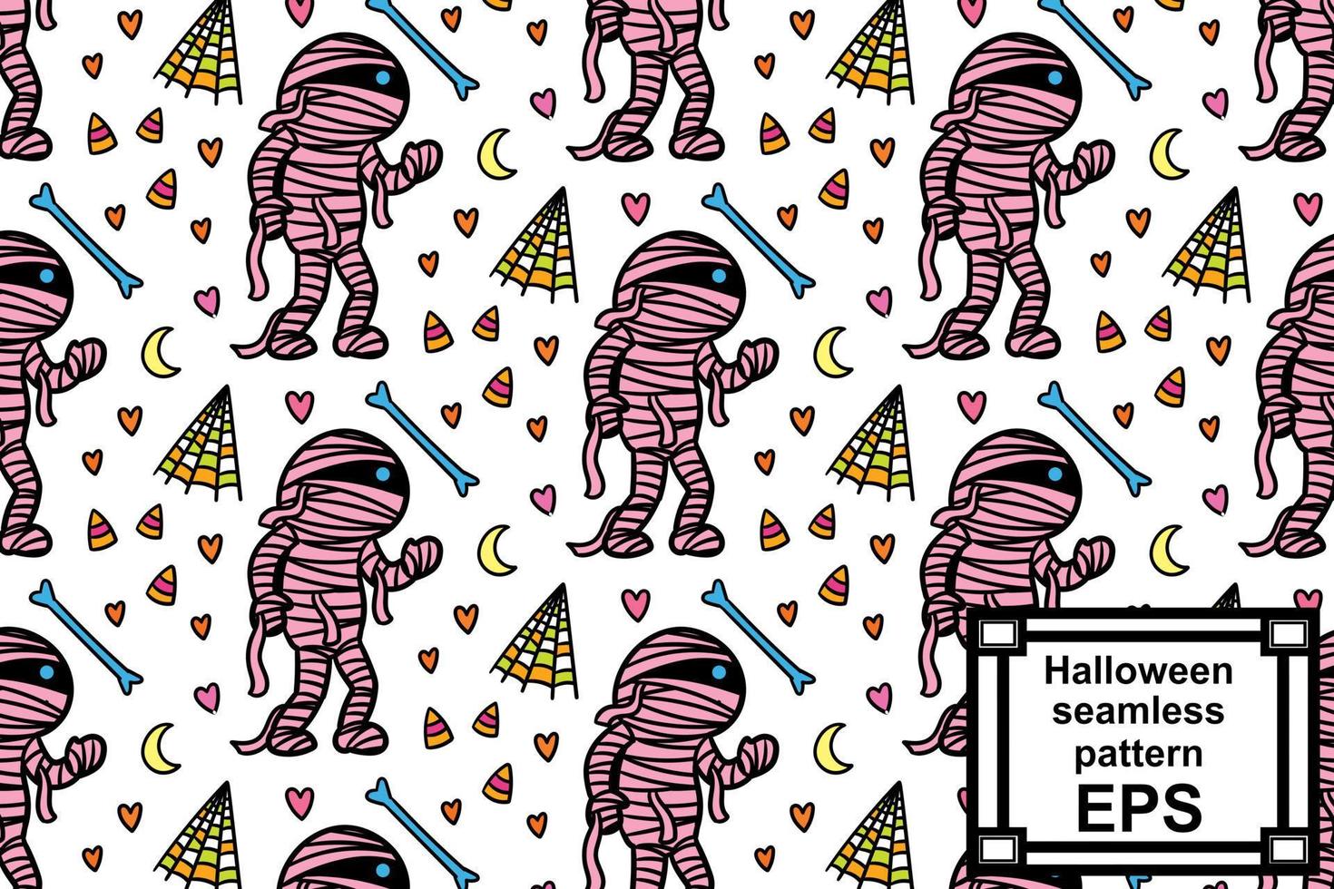 Mummy and ghost, cute monsters to celebrate Halloween wallpaper, wrapping, print, art, etc vector