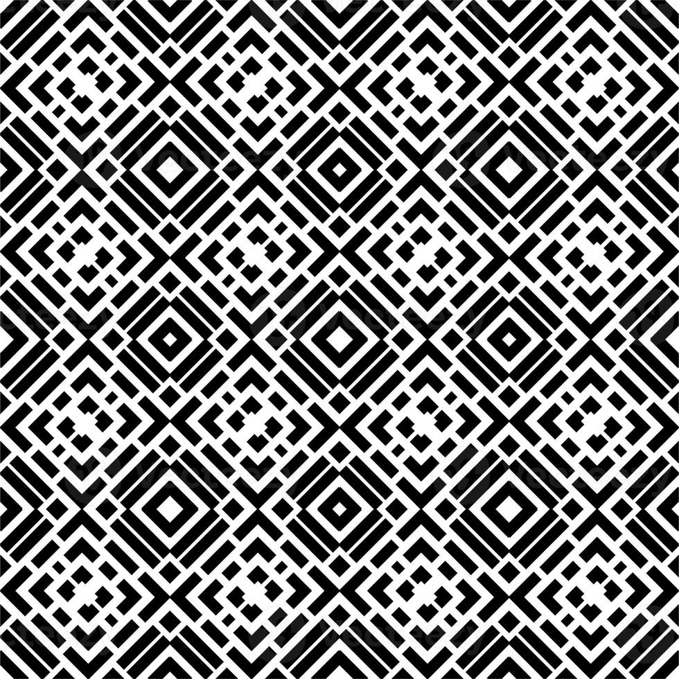 Monochrome linear pattern, diamond, square, seamless vector background.Black rhombus on white background photo
