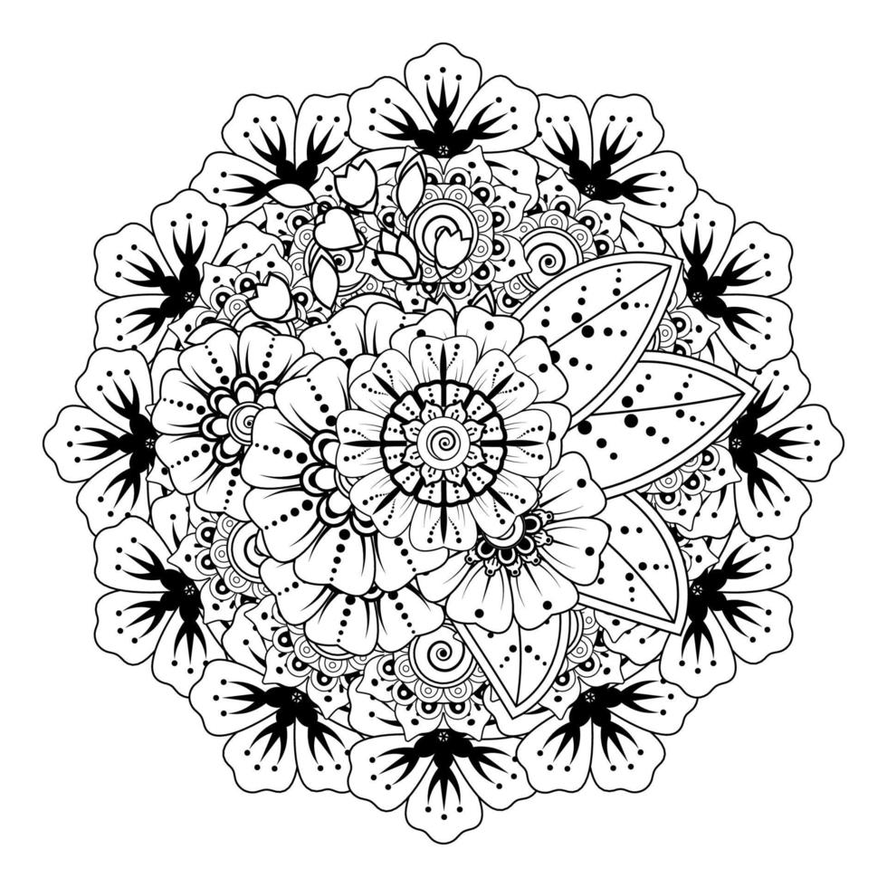 patrón circular en forma de mandala para henna, mehndi, tatuaje, decoración. adorno decorativo en estilo étnico oriental. página de libro para colorear. vector