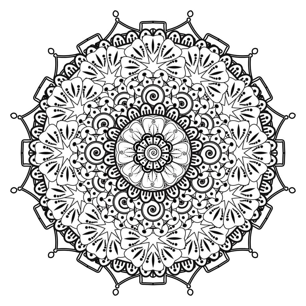 patrón circular en forma de mandala para henna, mehndi, tatuaje, decoración. adorno decorativo en estilo étnico oriental. página de libro para colorear. vector