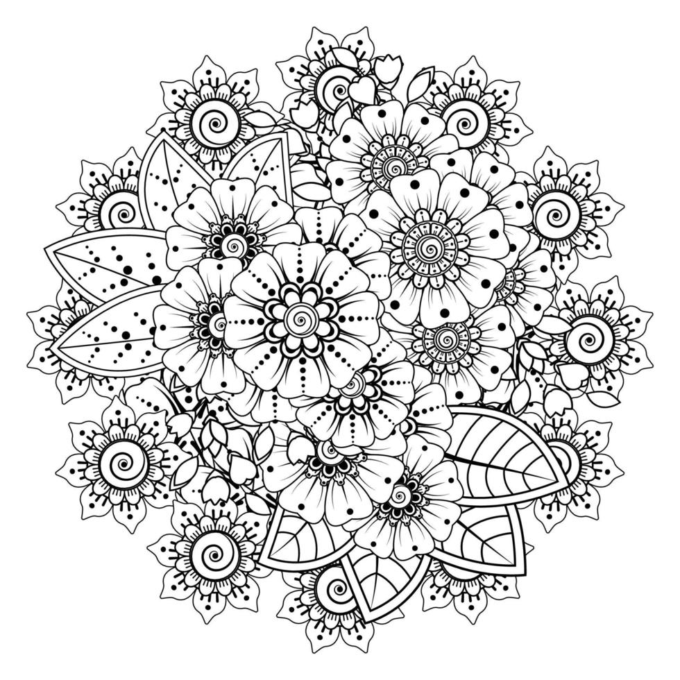 patrón circular en forma de mandala para henna, mehndi, tatuaje, decoración. adorno decorativo en estilo étnico oriental. página de libro para colorear. vector