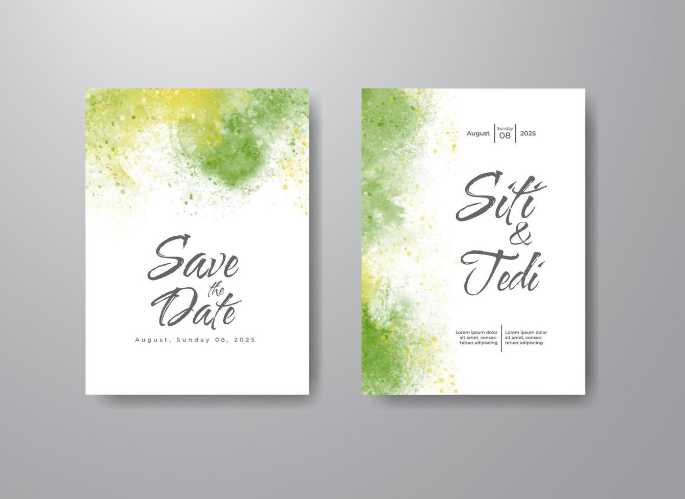 Wedding invitation with abstract watercolor background vector