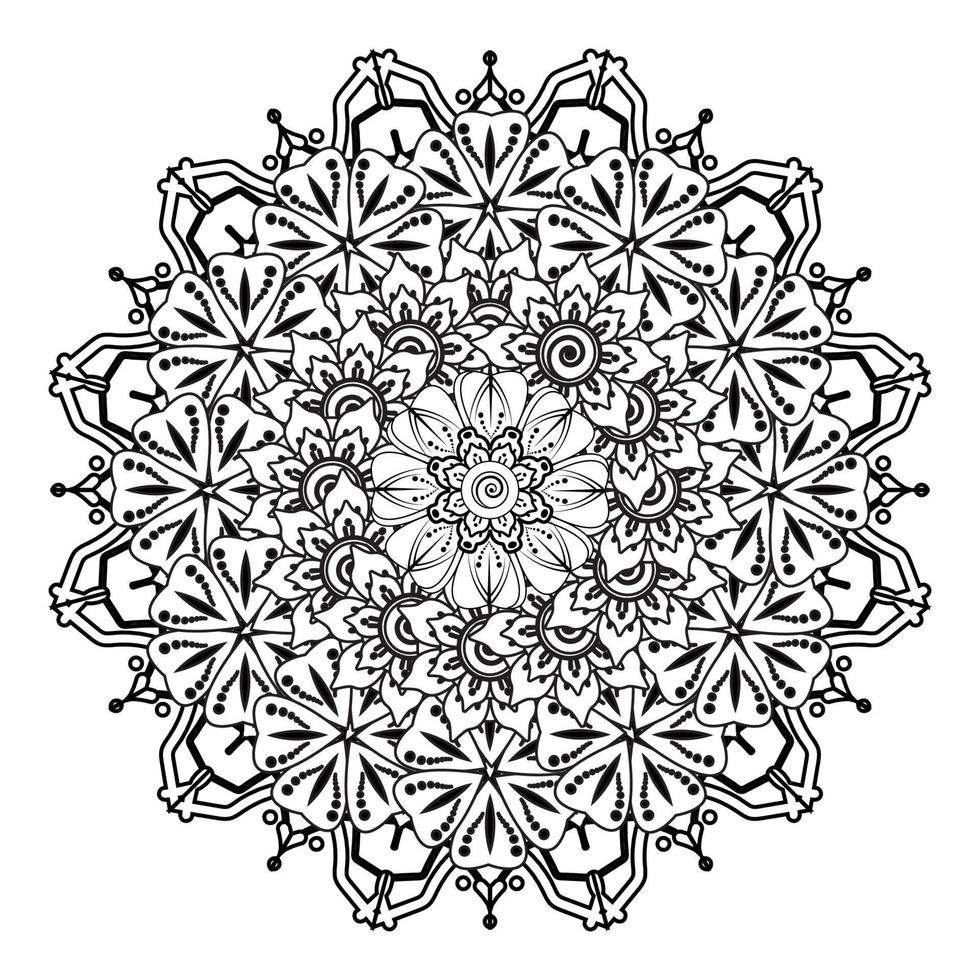 patrón circular en forma de mandala para henna, mehndi, tatuaje, decoración. adorno decorativo en estilo étnico oriental. página de libro para colorear. vector