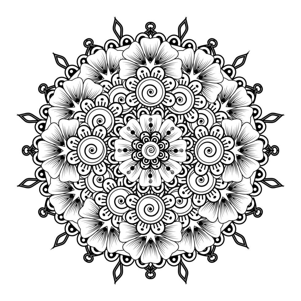 patrón circular en forma de mandala para henna, mehndi, tatuaje, decoración. adorno decorativo en estilo étnico oriental. página de libro para colorear. vector