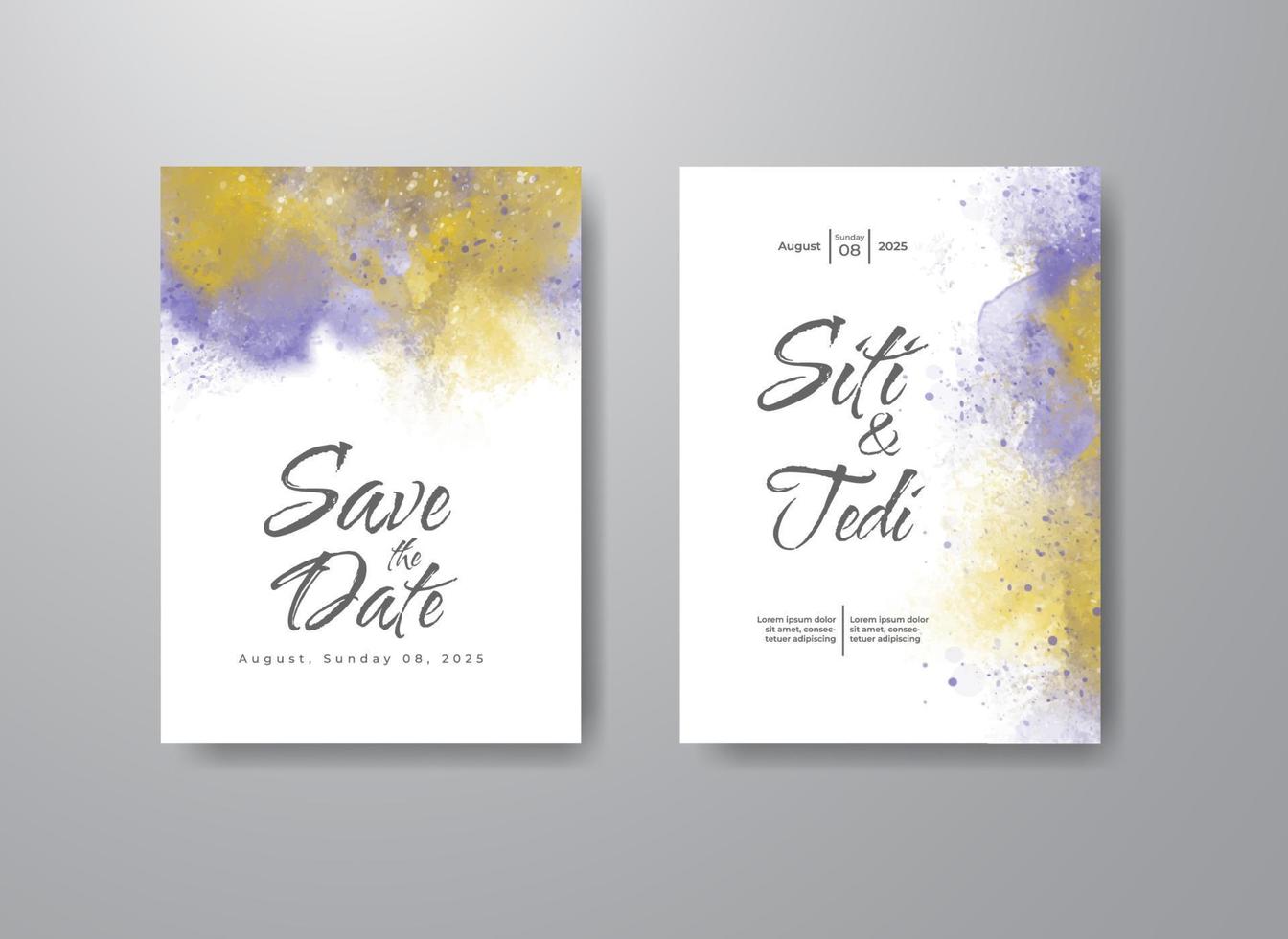 Wedding invitation with abstract watercolor background vector