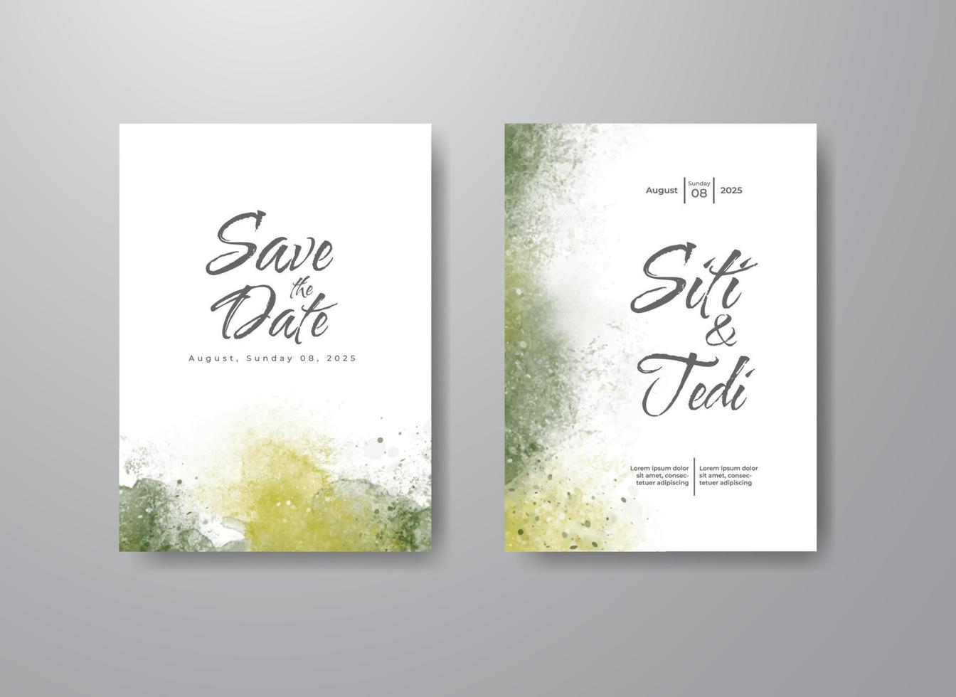 Wedding invitation with abstract watercolor background vector