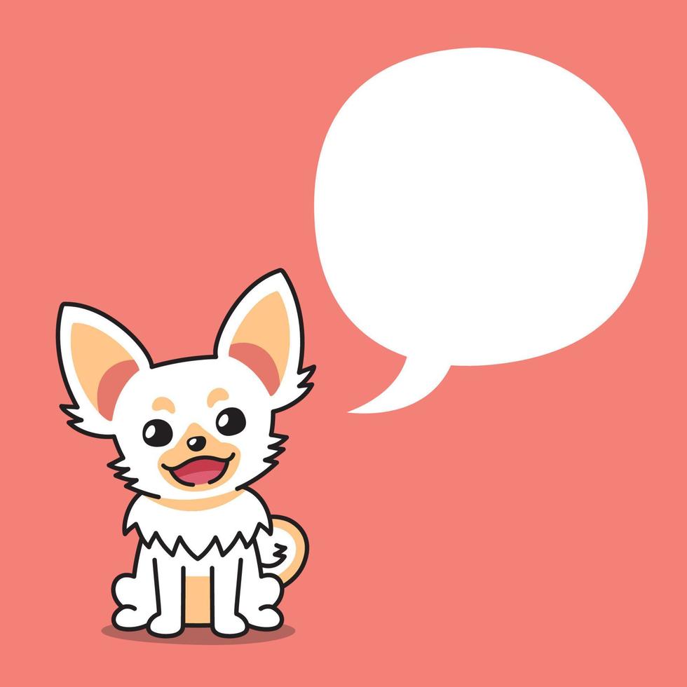 personaje de dibujos animados perro chihuahua blanco con burbujas de discurso vector