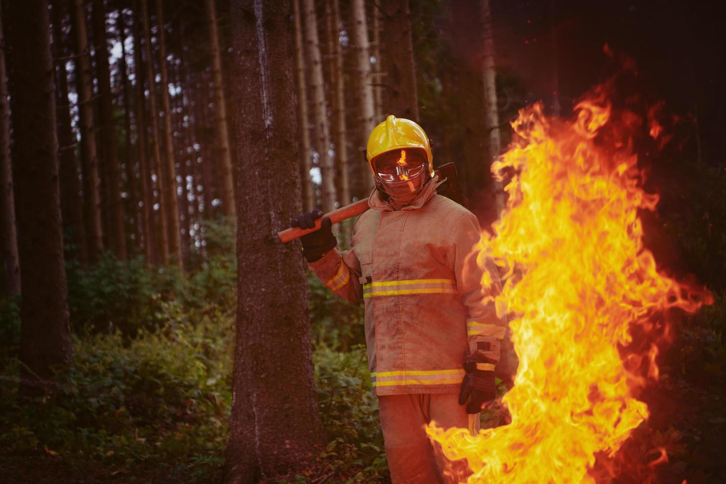 vista de retrato de bombero foto