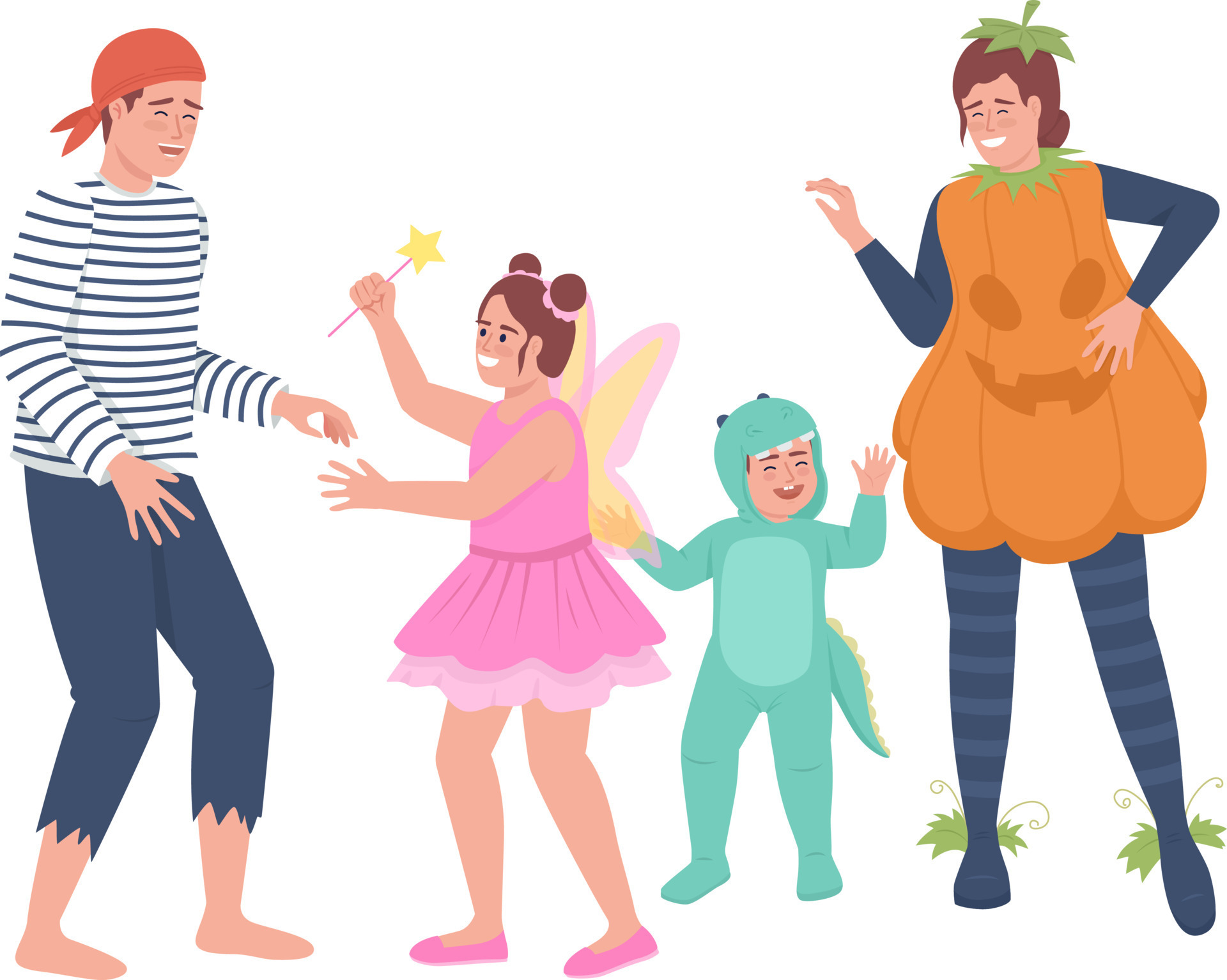 Family members having fun semi flat color vector characters. Editable  figures. Full body people on white. Halloween masquerade simple cartoon  style illustration for web graphic design and animation 11639500 Vector Art  at