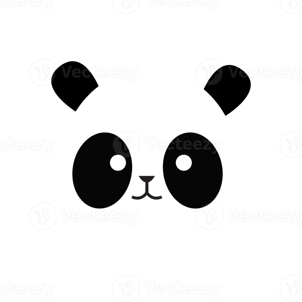 panda head in cute and kawaii flat design illustration png