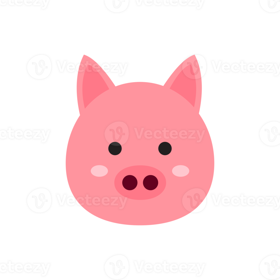 pig head in cute and kawaii flat design illustration png