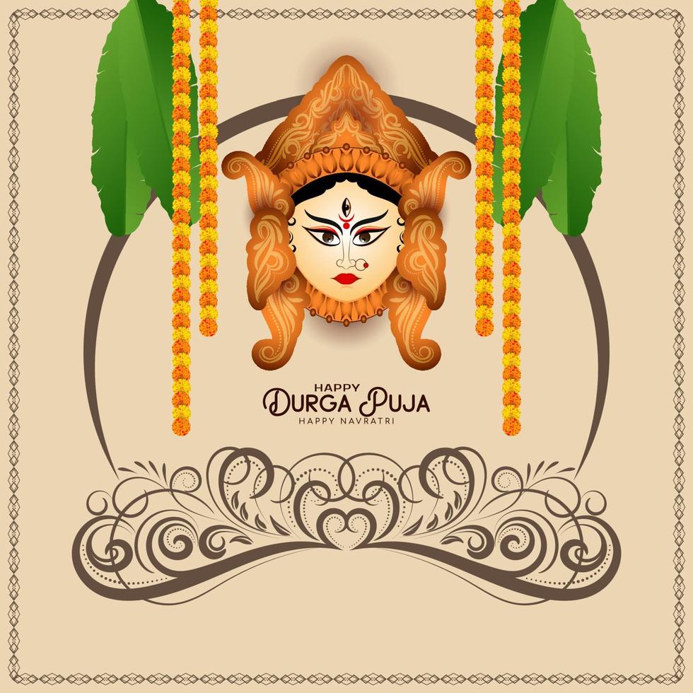 Happy Durga puja and happy Navratri festival celebration cultural background vector