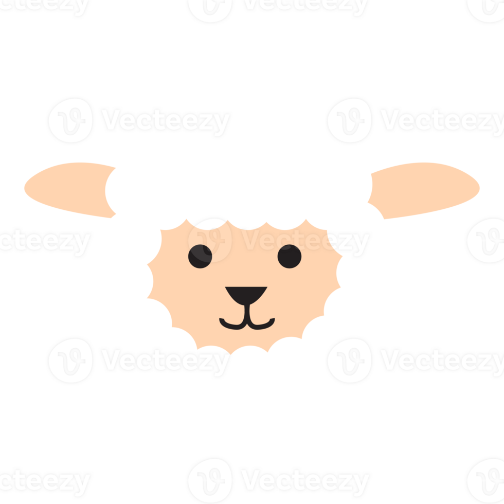 sheep head in cute and kawaii flat design illustration png