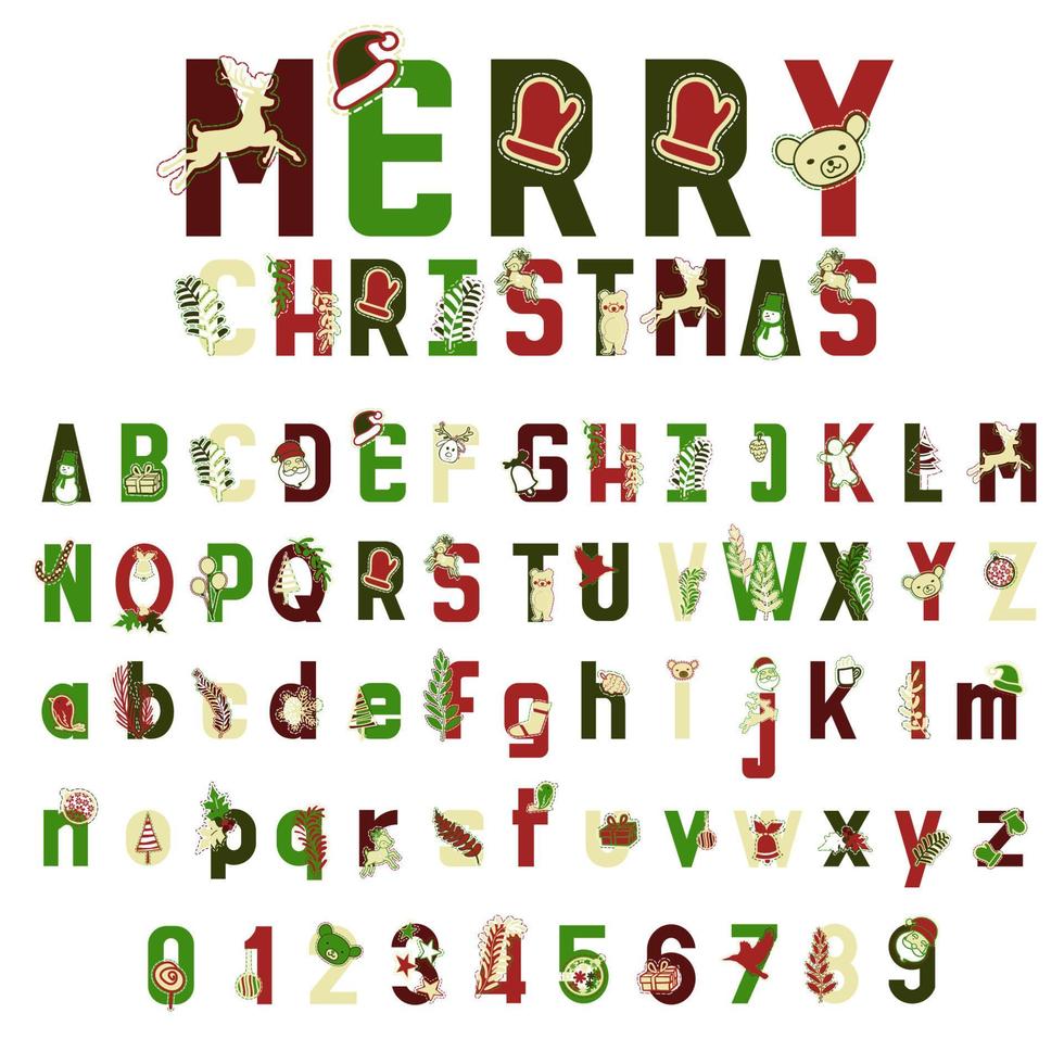 Christmas alphabet vector. vector