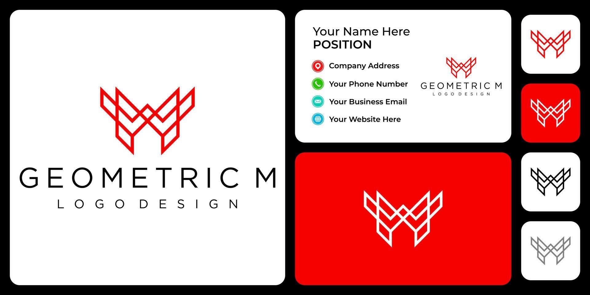 diseño de logotipo de tecnología de monograma de letra m con plantilla de tarjeta de visita. vector