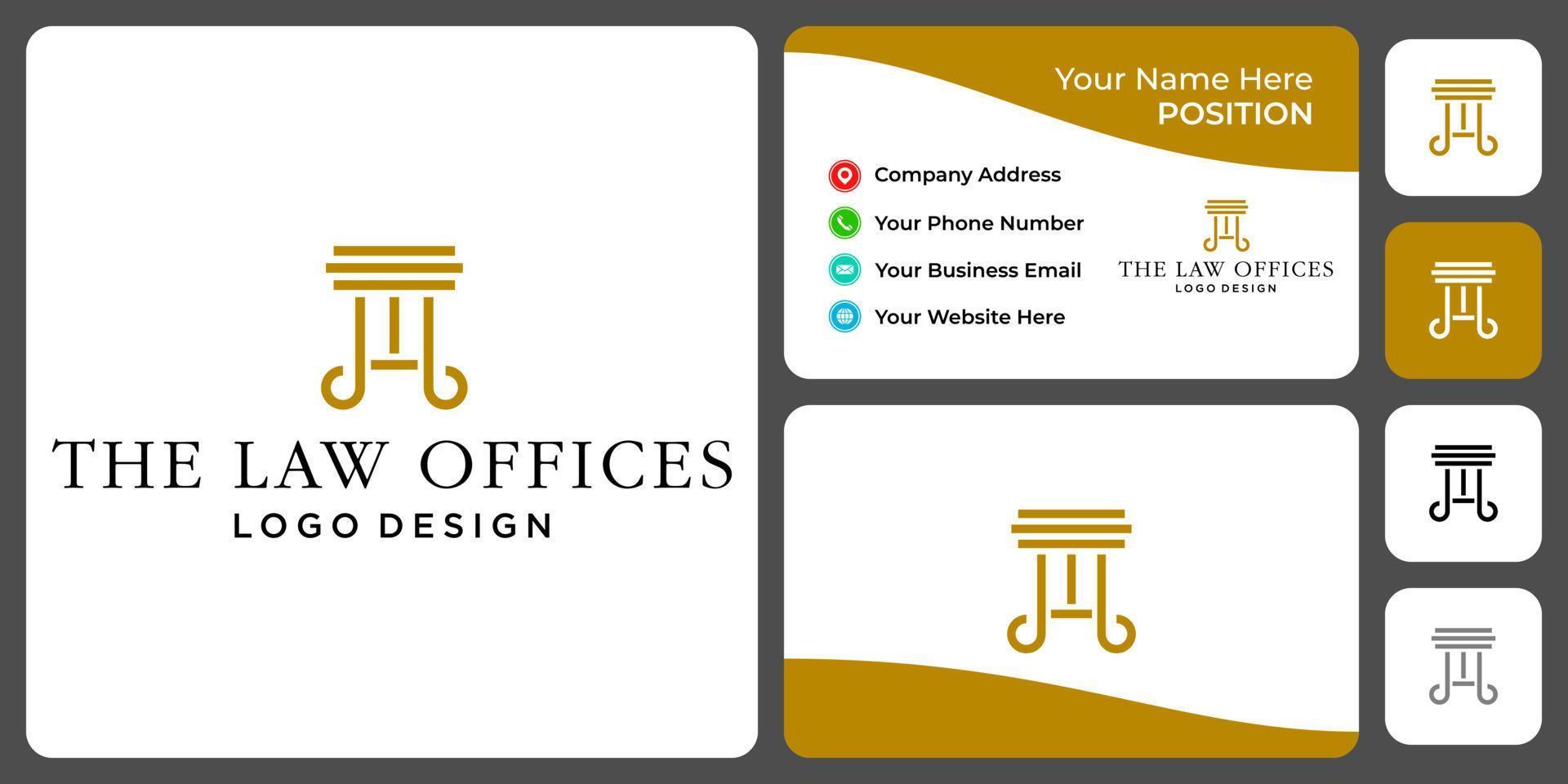 Letter A monogram law logo design with business card template. vector