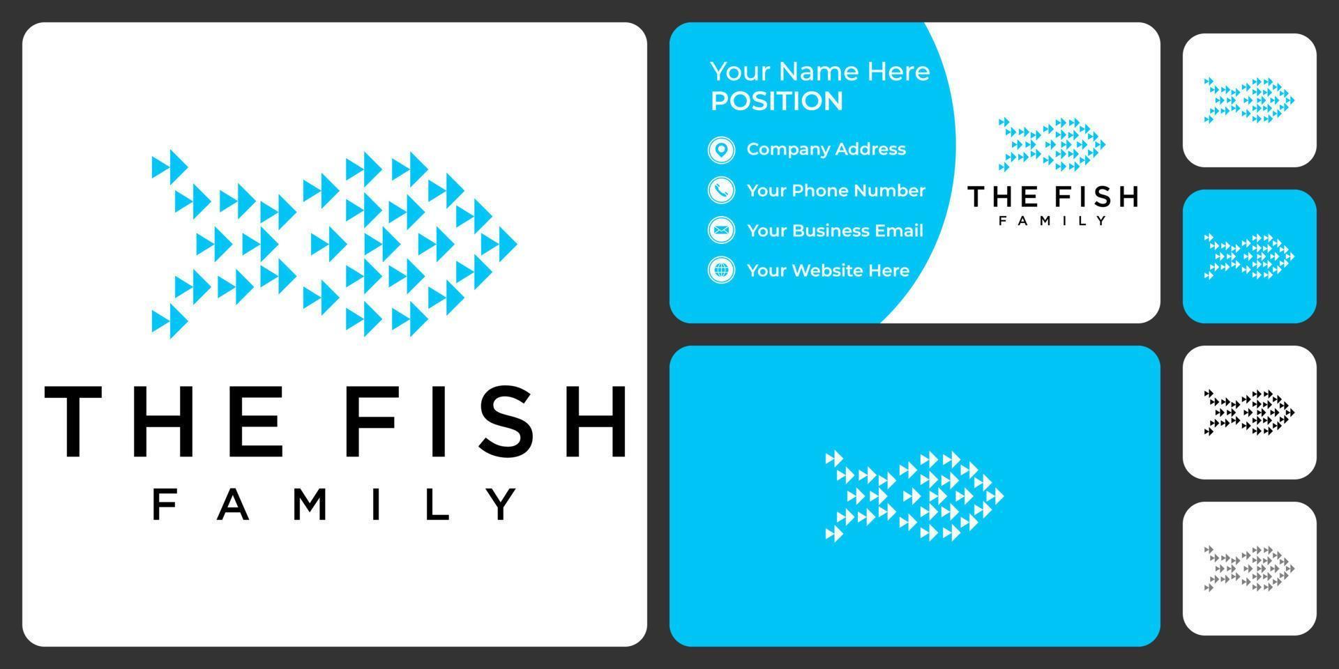 Collection of fish logo design with business card template. vector