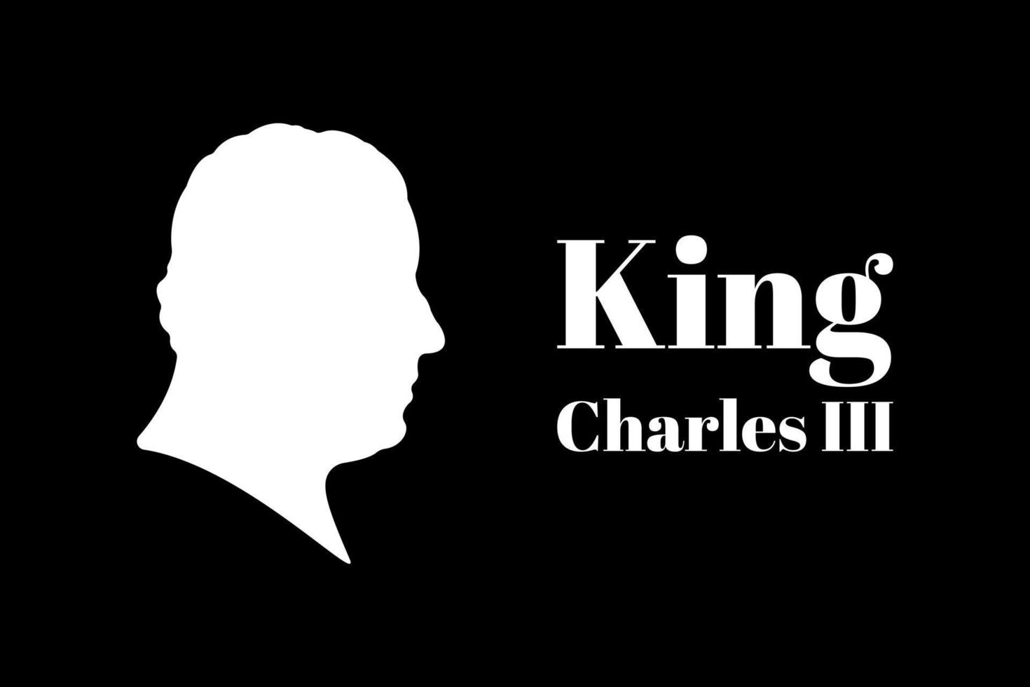 Side profile of King Charles III. Death of the Queen of Great Britain. Horizontal banner vector