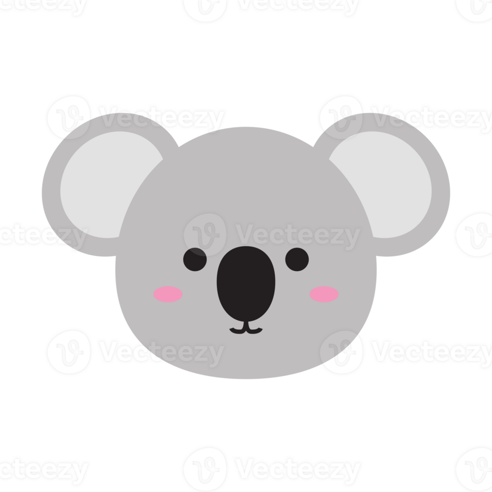 koala head in cute and kawaii flat design illustration png