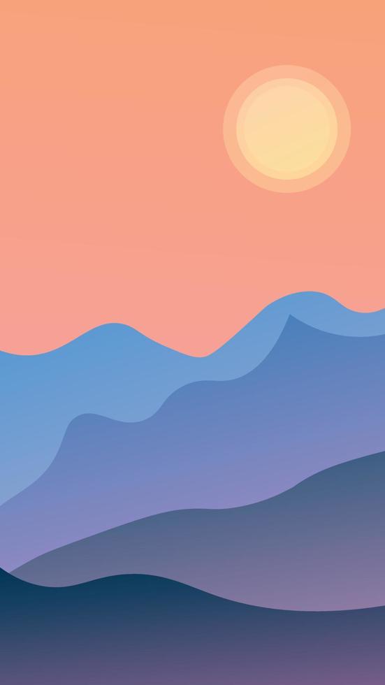 paisaje con montañas y el sol vector