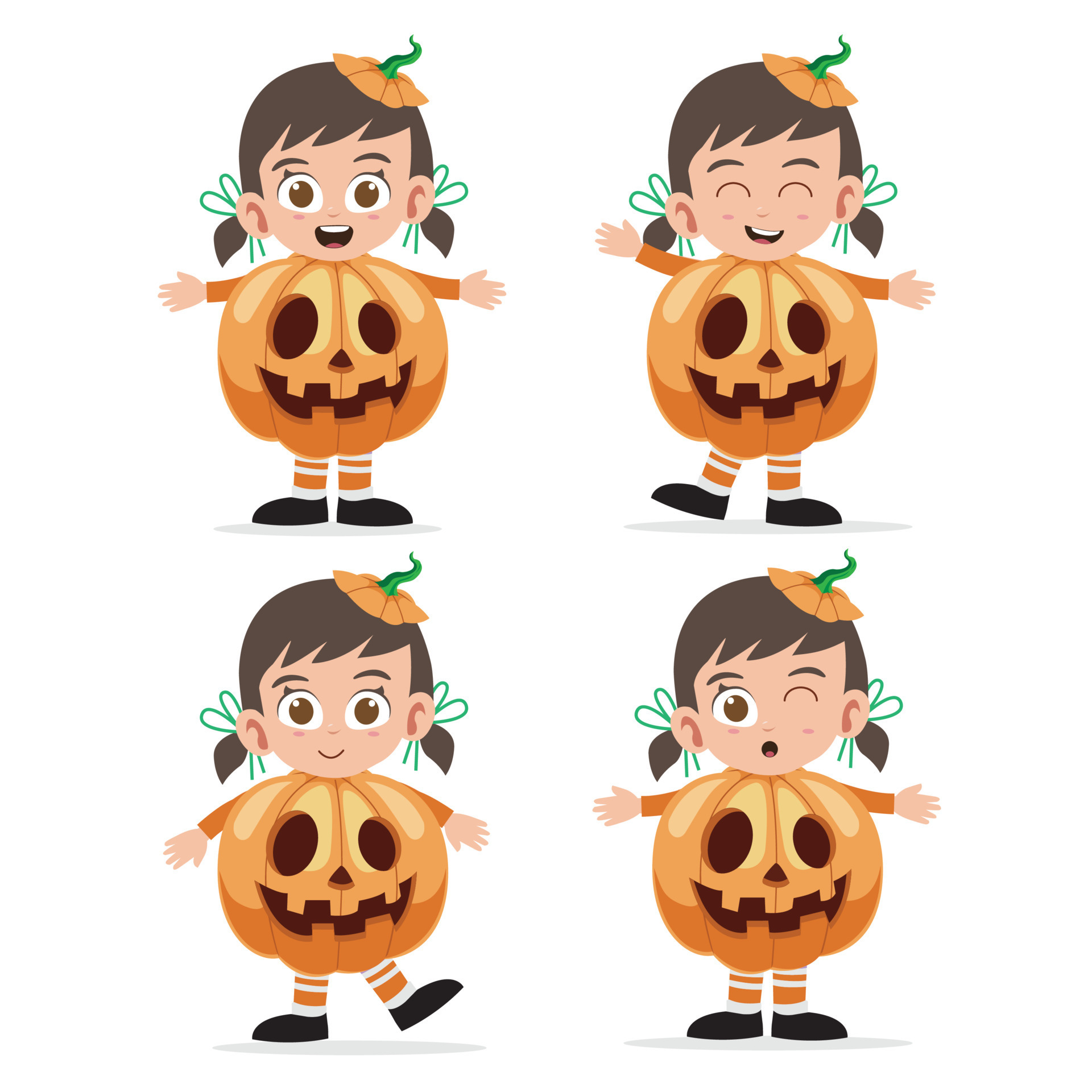 Cute Little Girl Pumpkin Character Vector Set 11639978 Vector Art At Cute Little Girl Pumpkin Character Vector Set 11639978 Vector Art At
