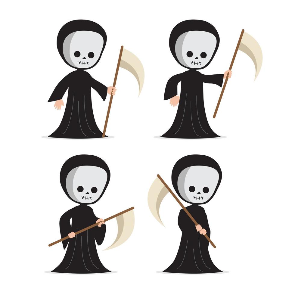 Cute little kid reaper character vector set