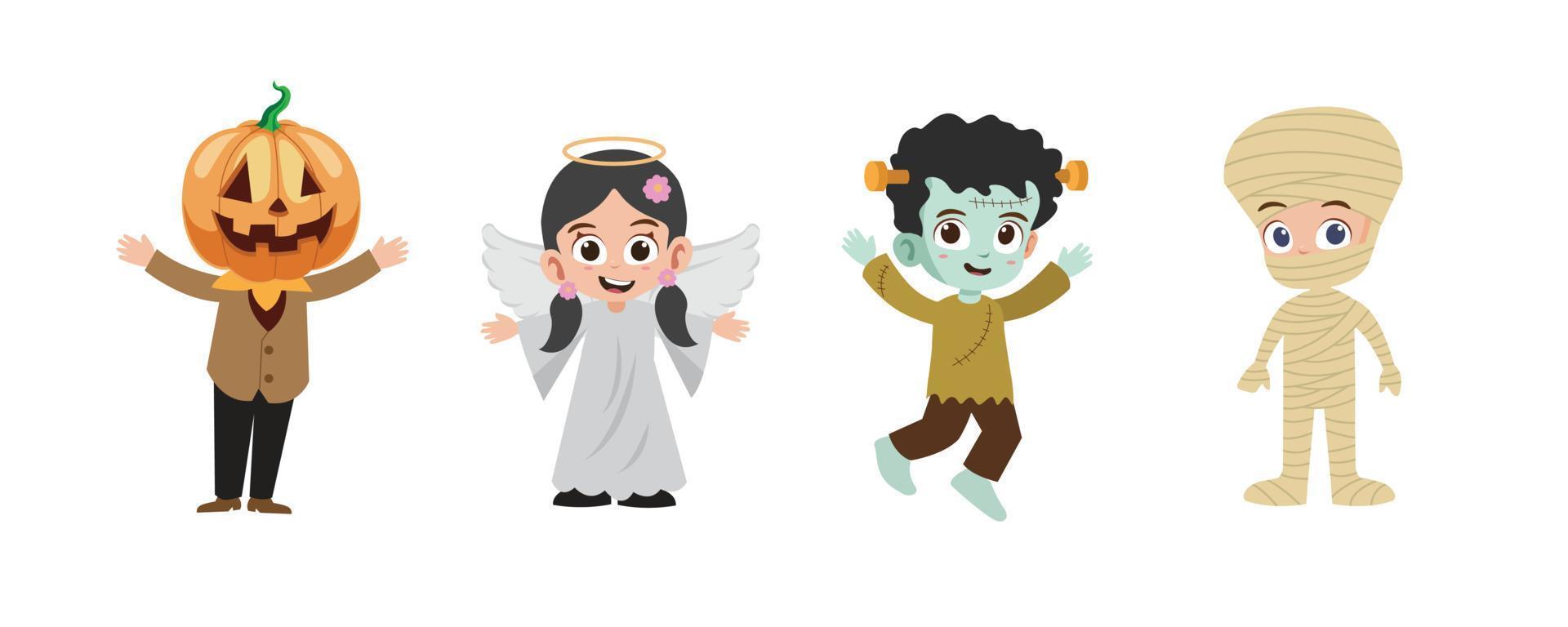 Happy Halloween cute kids character vector illustration