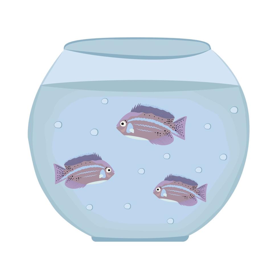 Three fish in an aquarium vector