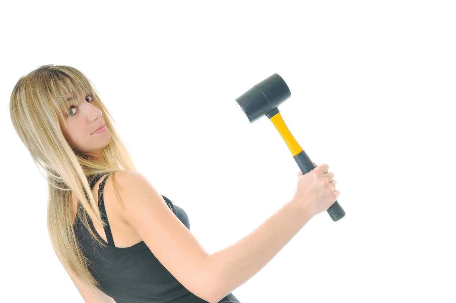 woman hammer isolaed photo