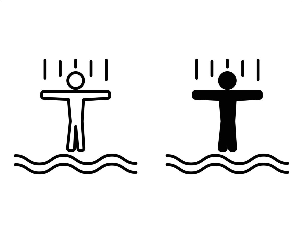 diving icon. outline icon and solid icon vector