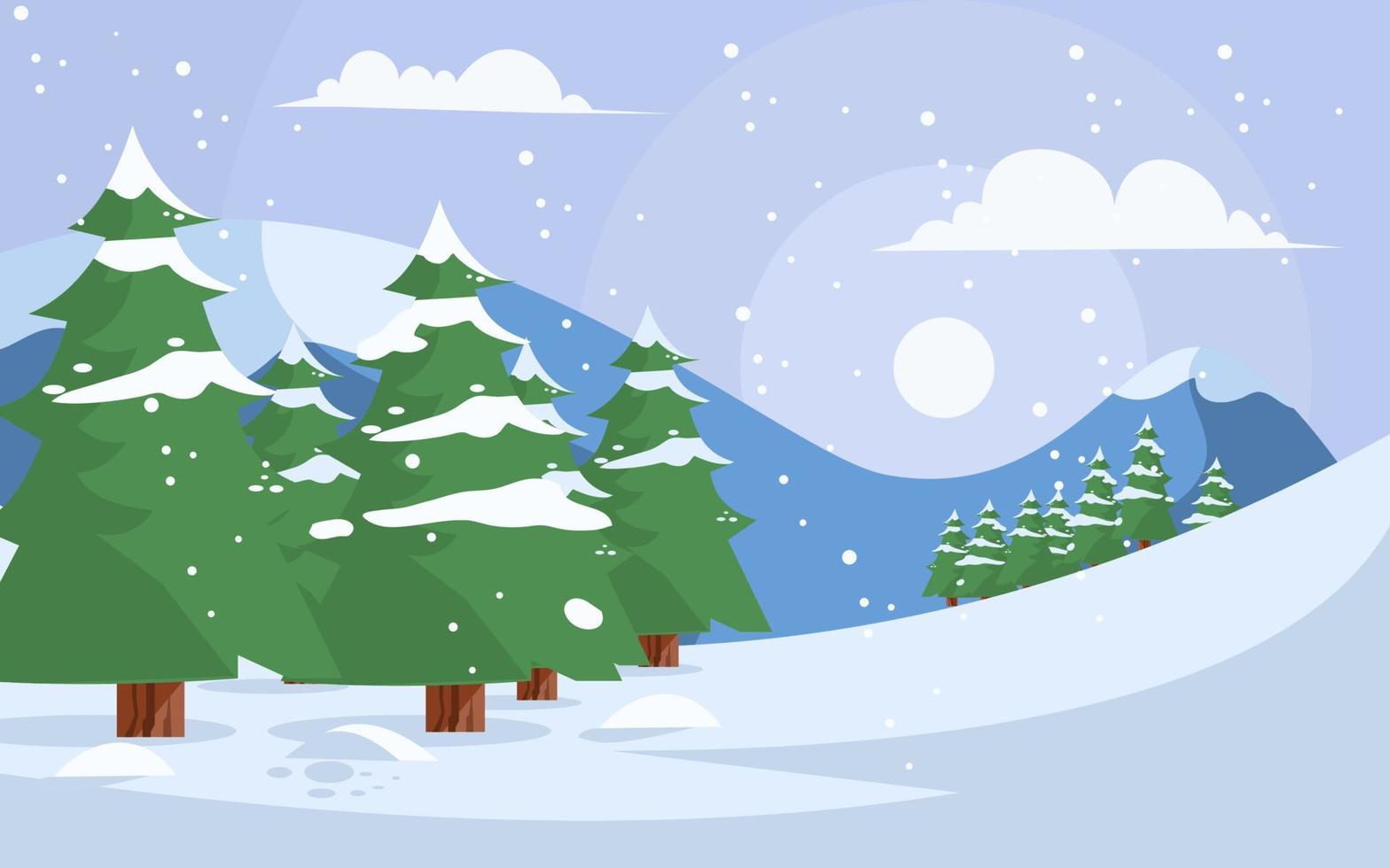 Winter landscape flat illustration vector