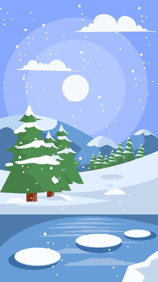 Wallpaper winter landscape vector