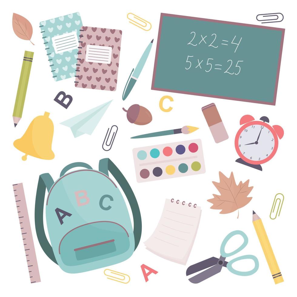 school supplies kit vector