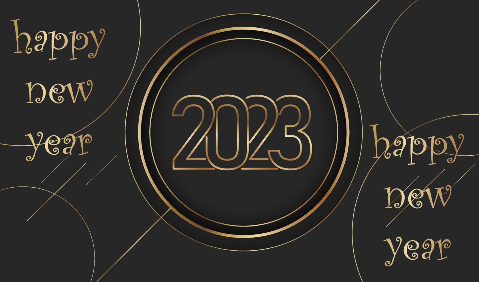Poster 2023 happy new year golden vector