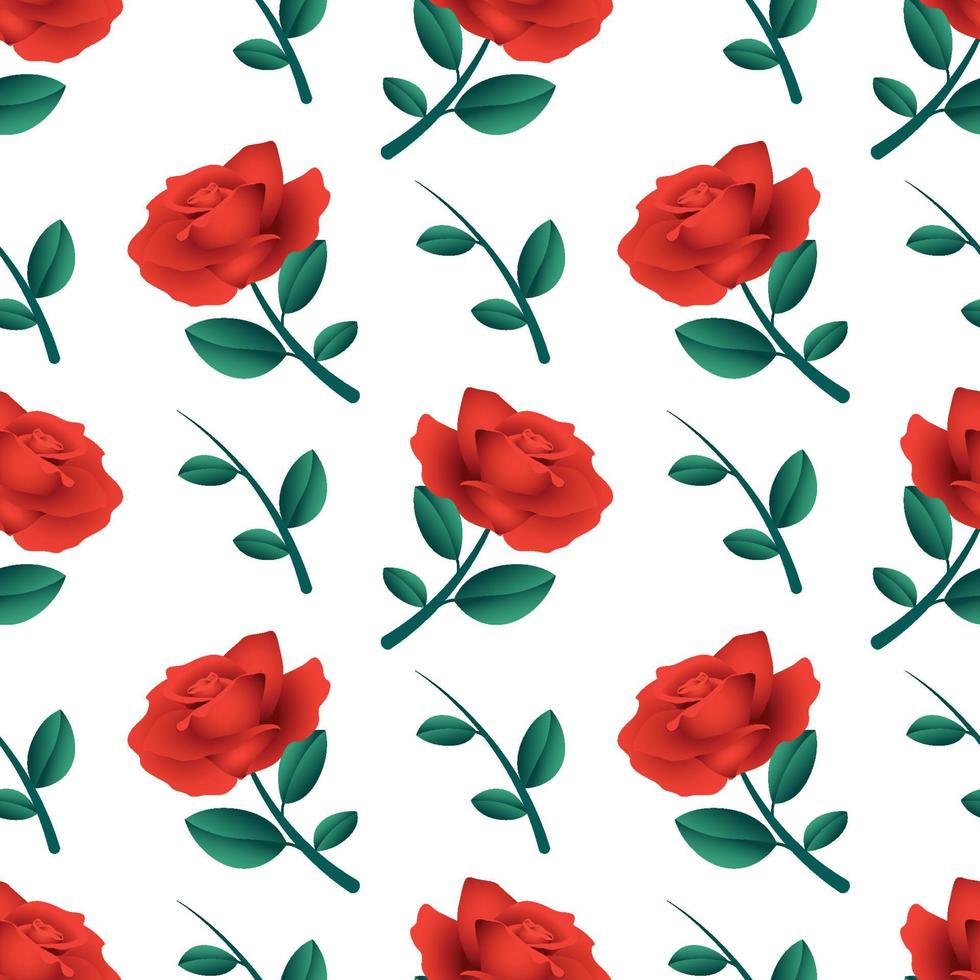 beautiful red rose flower seamless pattern design vector graphic