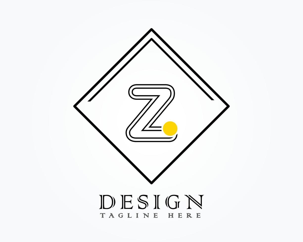 Logo design template with letter Z of the alphabet in a box with yellow rounded marks vector