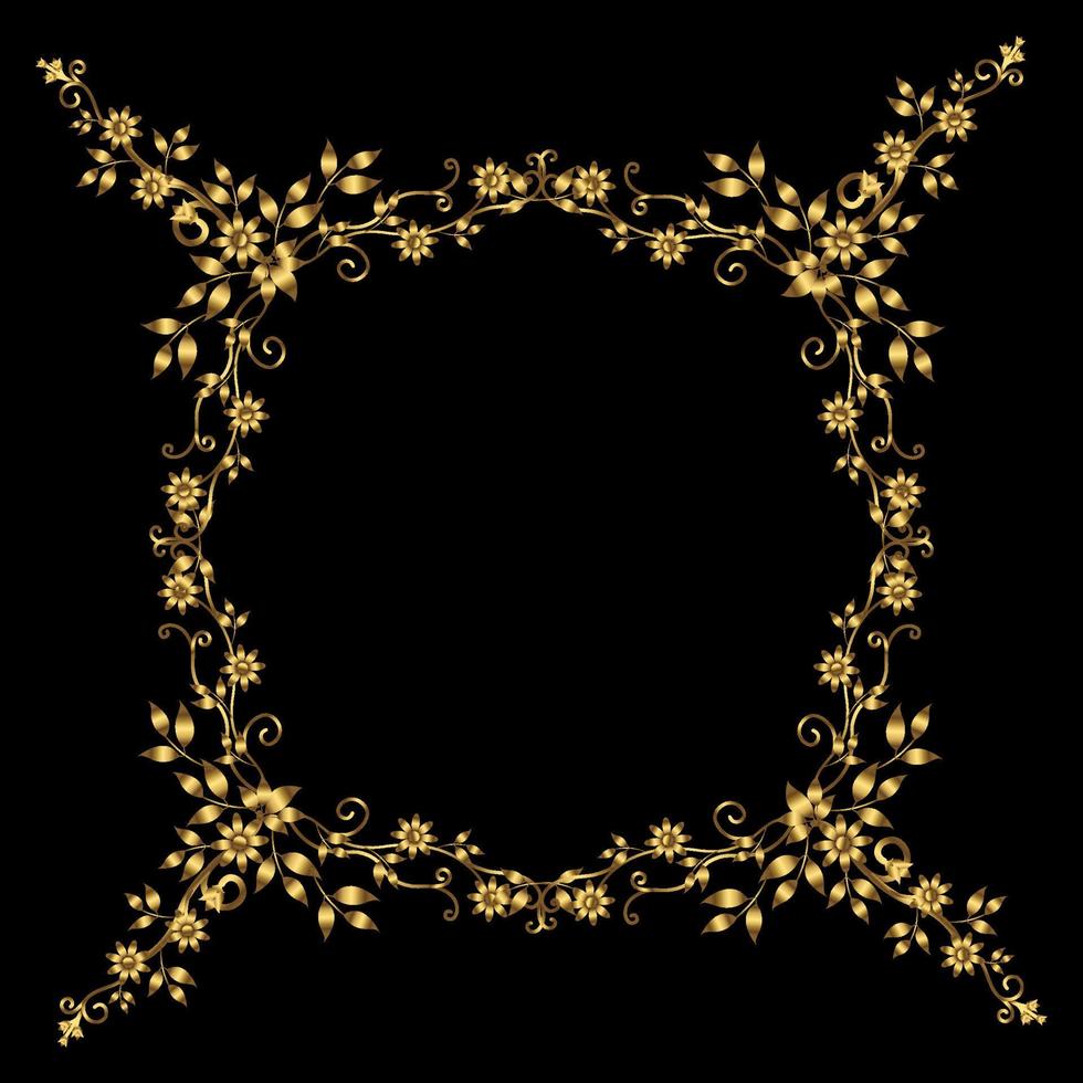 golden mockups.  flower carving with black background vector