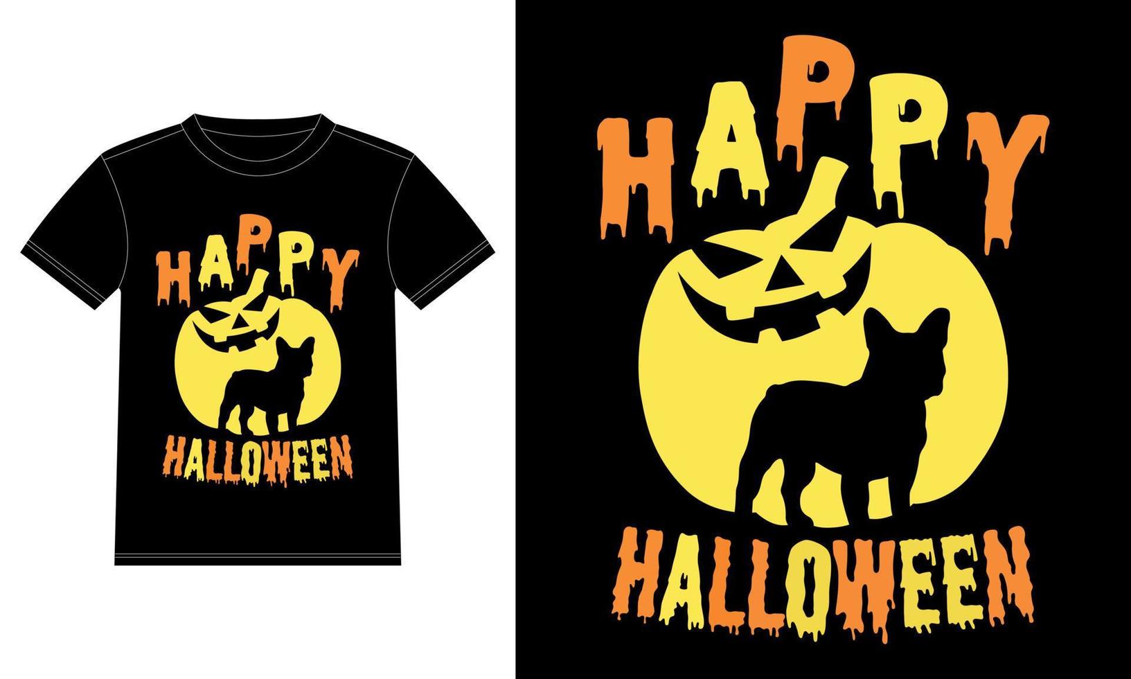 French Bulldog in Pumpkin Funny Happy Halloween T-Shirt vector