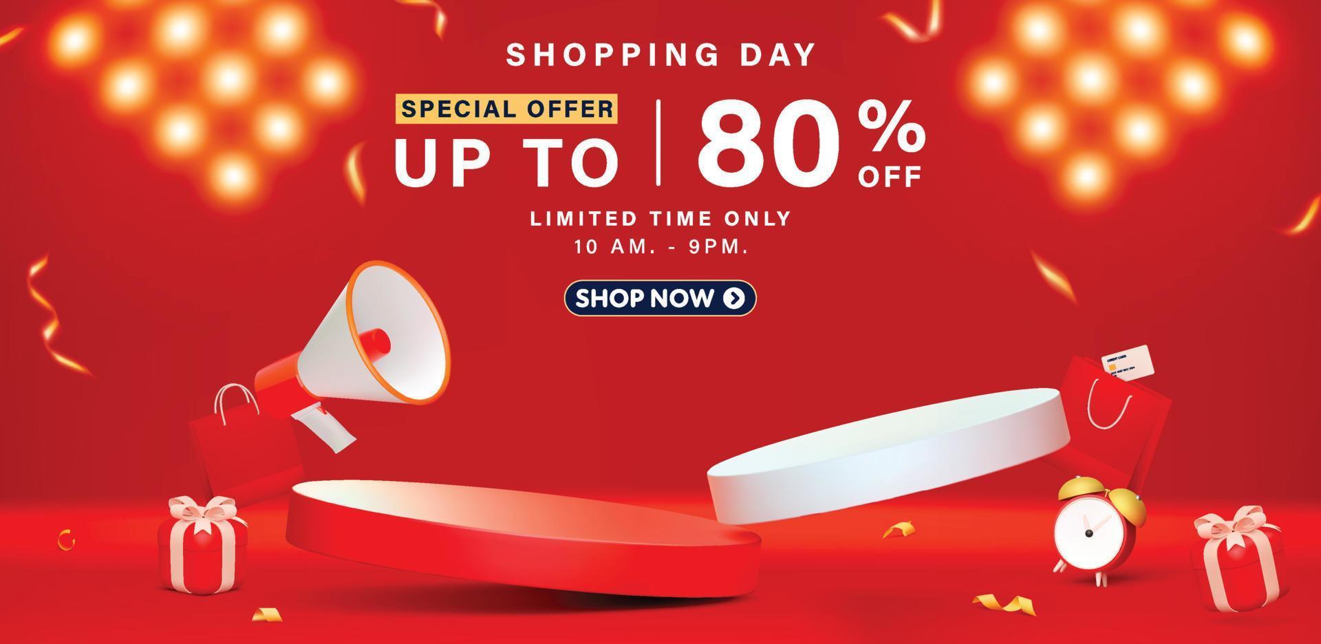 Shopping day Sale banner template design for web or social media. vector