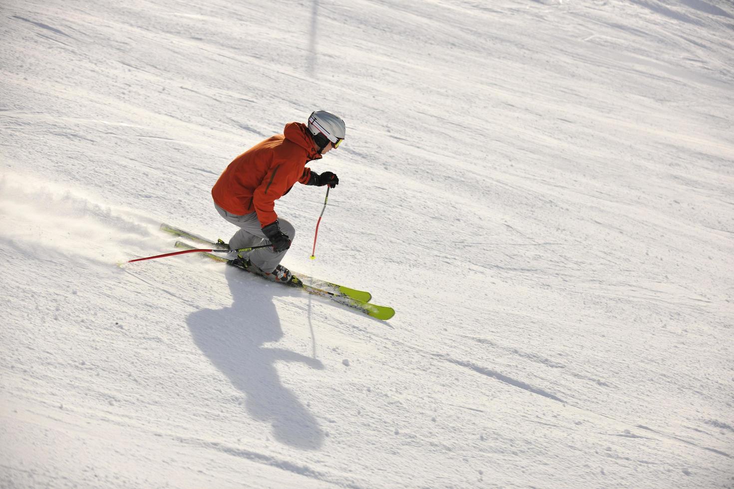 skiing on on now at winter season photo